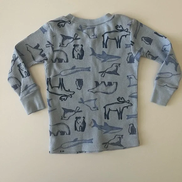 Carter's 18 Month Light Blue Thermal Animal Print Pajama Set - Picture 4 of 9